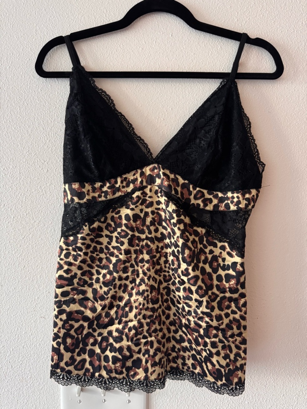Avidlove Leopard Y2K Satin Cami with Black Lace Size XL